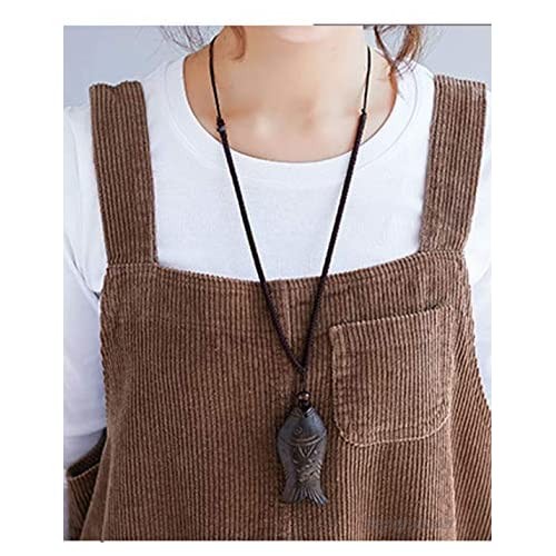 Flygo Women's Classic Loose Fit Corduroy Pinafore Overall Skirt Dress