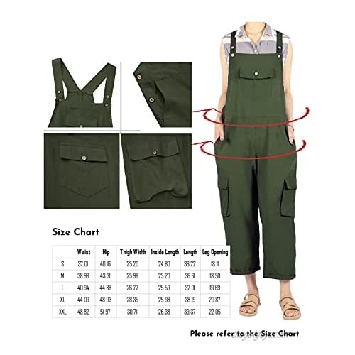 Himosyber Women's Solid Button Adjustable Bib Overalls Rompers with Cargo Pockets（WineRed-M）