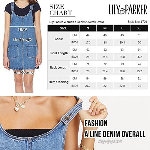 Lily Parker Women’s Denim Overall Dress Junior Denim Jumper Skirt Cute Jumper