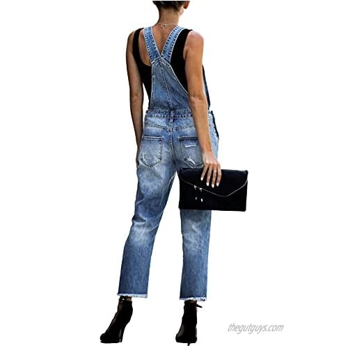 LookbookStore Women's Casual Ripped Denim Bib Overalls Stretch Jeans Pants Jumpsuits