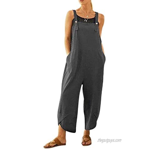 MAGIMODAC Women's Casual Summer Overalls Jumpsuit Rompers with Pockets Adjustable