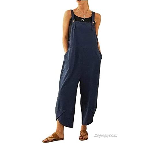 Qiaomai Womens Baggy Adjustable Suspender Overall Jumpsuit Harem Romper with Pockets