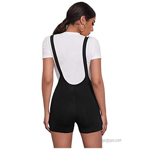 Romwe Women's Sleeveless High Waist Bodycon Suspender Jumpsuit Romper Overalls