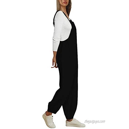 snugwind Women's Casual Summer Overalls Wide Legs Jumpsuit Rompers with Pockets