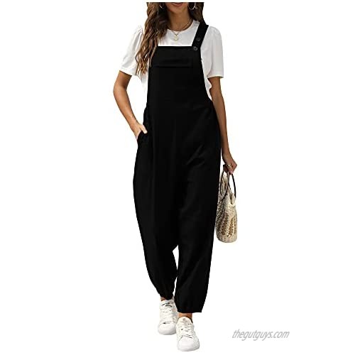 snugwind Women's Casual Summer Overalls Wide Legs Jumpsuit Rompers with Pockets