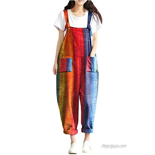 StyleDome Women's Casual Loose Baggy Overalls Jumpsuits Plus Size Bib Overalls Wide Leg Harem Pants