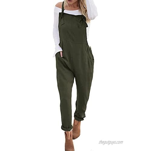 StyleDome Women's Sleeveless Overall Strappy Pocket Jumpsuit Baggy Romper Bib Loose Trousers