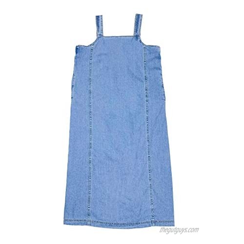 TRTRO EXPOING Overall Dress Denim Loose Soft Thin Jeans Overalls Skirt Slit Hemline Adjustable Straps