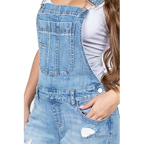 Twiin Sisters Women's Stretchy Ripped Classic Casual Slim Fit Denim Jumpsuit Bib Overalls for Women