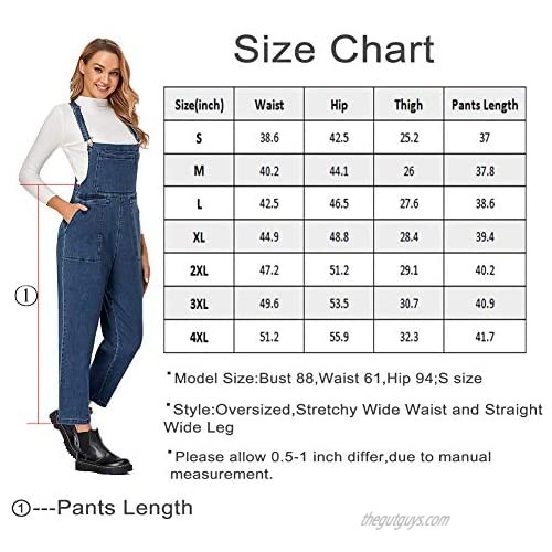 Women's Plus Size Overalls Stretchy Baggy Denim Jumpsuits