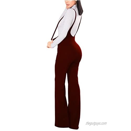 Women's Stretchy High Waisted Wide Leg Button-Down Pants Sailor Bell Flare Pants