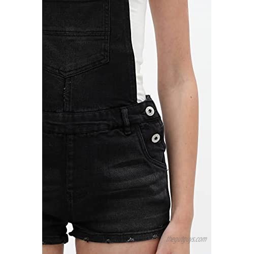 Women’s Summer Cute Denim Romper Overall Shorts – Low Rise Slim Fit Bib Shortalls LT3277RS Black S