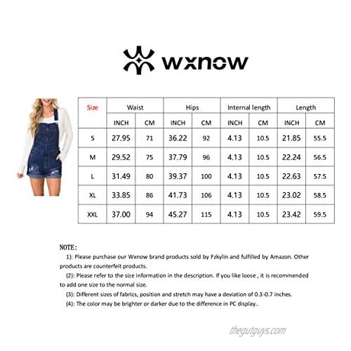 Wxnow Women's Denim Stretch Shorts Overalls Bib Casual High Waist Strap Jumpsuit