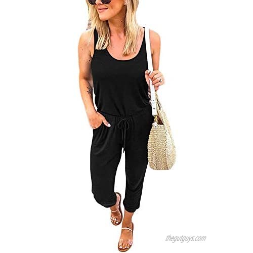 ANRABESS Women's Summer Tank Jumpsuit Casual Loose Sleeveless Beam Foot Elasitic Waist Jumpsuit Romper with Pockets