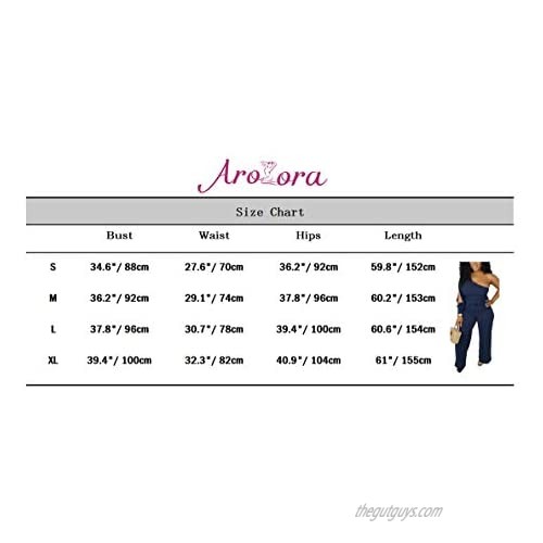 Aro Lora Women's Sexy One Shoulder Slit Sleeve High Waist One Piece Pant Outfit Wide Leg Jumpsuit Romper