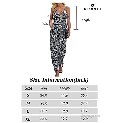 KIRUNDO 2021 Summer Women’s Spaghetti Straps Jumpsuit Sleeveless Leopard Drawstring Belt Long Romper Overall with Pockets