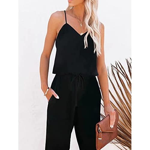 LACOZY Women's Sexy V Neck Tank Jumpsuits Casual Sleeveless Spaghetti Strap Long Pants Rompers