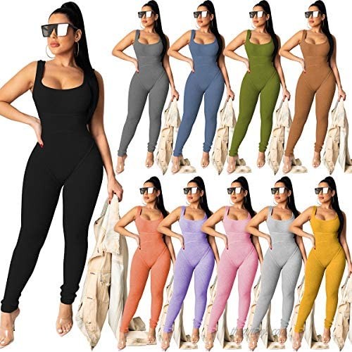 TOPSRANI Womens One Piece Jumpsuits Outfits Bodycon Bodysuit Sexy Rompers Workout Unitard Playsuit Backless Cute Club