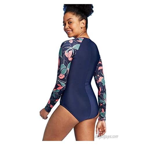 All in Motion Women's Long Sleeve One Piece Rashguard (Navy Floral M)