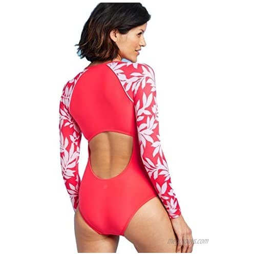 All in Motion Women's Long Sleeve One Piece Rashguard (Red Floral M)