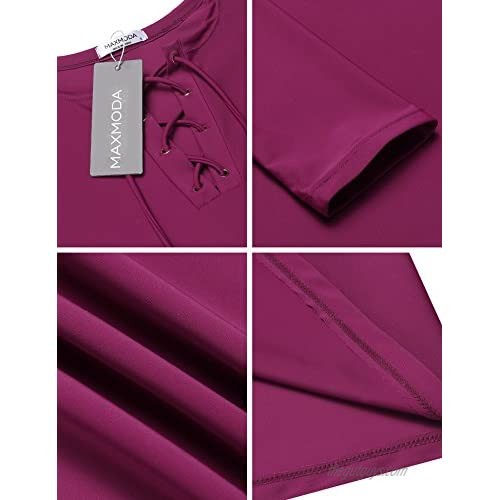 MAXMODA Womens Long Sleeve Rashguard UPF 50+ Swimwear Top Rash Guard Athletic Shirts