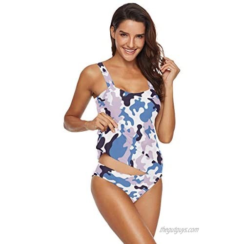 ODAWA Women's Tankini Swimsuits  Athletic Two Piece Set Sun Protection Bathing Suit for Diving  Vintage Swimwear