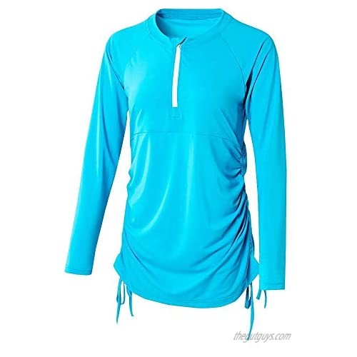 Women's Long Sleeve Solid Color Rash Guard Fashion UV Sun Protection Wetsuit Swimsuit Top