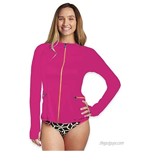 Women's Rash Guard Swimsuit Zipper Front Full Sleeve Sun Protection Shirt UPF 50+ UV/Sun Protection Factor Clothing