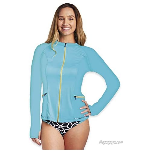 Women's Rash Guard Swimsuit Zipper Front Full Sleeve Sun Protection Shirt UPF 50+ UV/Sun Protection Factor Clothing