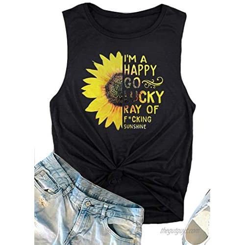 Amiawen Sunflower Shirts for Women Faith Tops Summer Sleeveless Muscle Tanks Casual Blouse Junior Teen Girls Graphic Tees