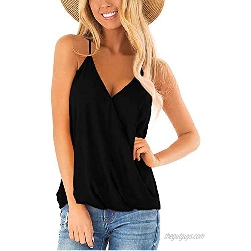 ASTANFY Women Casual Summer Sleeveless Tank Tops V Neck Camisoles Basic Tee Shirt Blouse