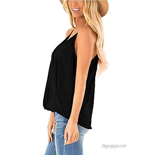 ASTANFY Women Casual Summer Sleeveless Tank Tops V Neck Camisoles Basic Tee Shirt Blouse