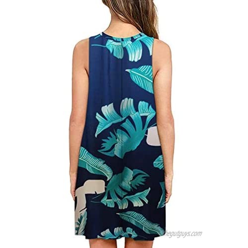 BEUFRI Beach Bikini Swimsuit Sundress for Women Solid Plain Swimwear Cover Ups Casual Summer Dress with Pockets (Medium Green Plantain)