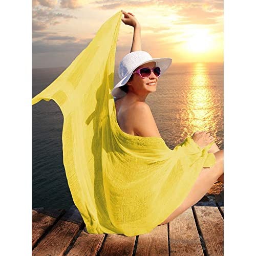 Chuangdi 2 Pieces Women Beach Wrap Sarong Cover Up Chiffon Swimsuit Wrap Skirts (Black and Yellow)