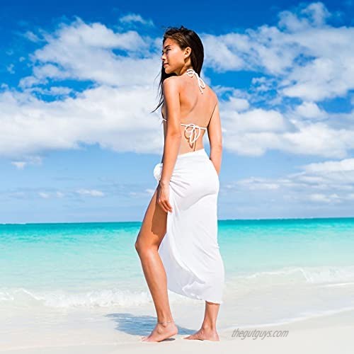 Geyoga 4 Pieces Women Sarong Swimsuit Coverup Long Chiffon Beach Wrap Skirt Bikini Wrap
