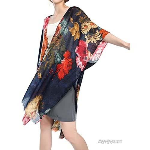 MEANBEAUTY Women’s Open Front Beach Kimono Casual Cardigan Loose Style Swimwear Summer Cover Ups Stylish Swimsuit Covereup