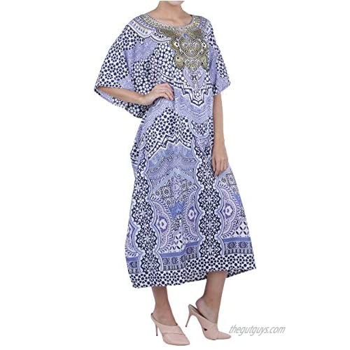Miss Lavish London Ladies Kaftans Kimono Maxi Style Dresses Suiting Teens to Adult Women in Regular to Plus Size (131-Blue US 20-24)