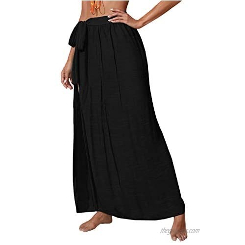 SheIn Women's Beach Sarong Swimsuit Cover Up Tie Waist Split Wrap Maxi Skirt