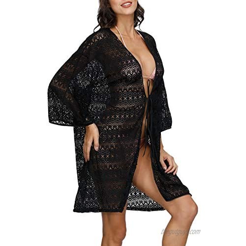 Sovoyontee Women's Crochet Beach Bathing Suit Swim Swimsuit Cover Up One Size(Bust 46.46)