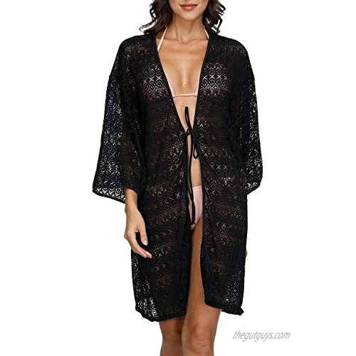 Sovoyontee Women's Crochet Beach Bathing Suit Swim Swimsuit Cover Up One Size(Bust 46.46)
