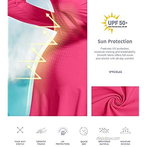 TSLA Women's UPF 50+ Long Sleeve Beach Dress SPF/UV Protection Swim Cover up Summer Casual Sun Dresses