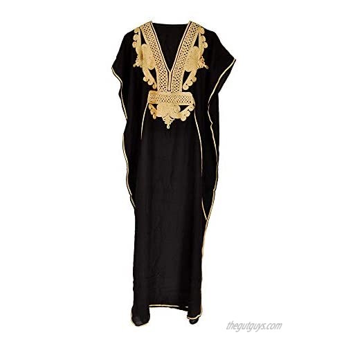 Zuwaina Al Mamari Moroccan Kaftan Caftan Dresses for Women (Cotton) Soft Beach Ethnic Loungewear Long Black