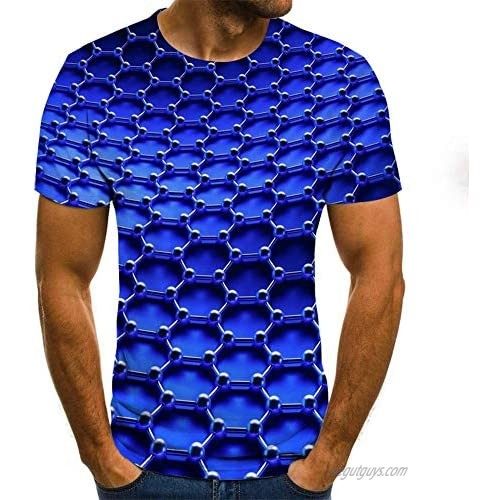 21Grams Men's Graphic Plus Size T-Shirt 3D Mesh Printing Crew Neck Short Sleeve Tee Shirt Top Blouse(M-6XL)