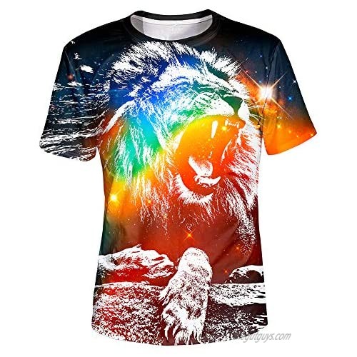 Asylvain Unisex 3D Graphic T-Shirt Colorful Design Short Sleeve Crewneck Digital Tee for Young