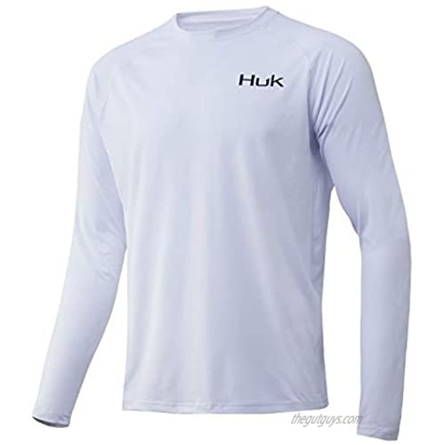 HUK Men's Pursuit Long Sleeve Sun Protecting Fishing Shirt X Bass - White Medium
