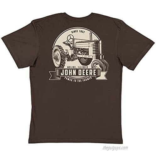 John Deere Men's Brown Short Sleeve T-Shirt Vintage Tractor