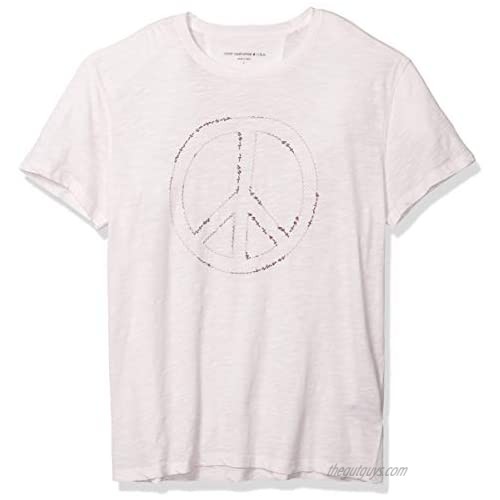 John Varvatos Star USA Men's Short Sleeve Crew Tee-Peace Sign Embroidery