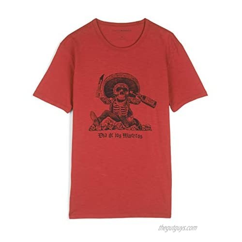 Lucky Brand Men's Short Sleeve Crew Neck Dia De Los Muertos Tee Shirt