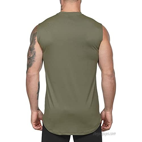 Magift Men's Stringer Bodybuilding Tank Tops Fitness Curved Hem Muscle Gym Workout Sleeveness Shirt