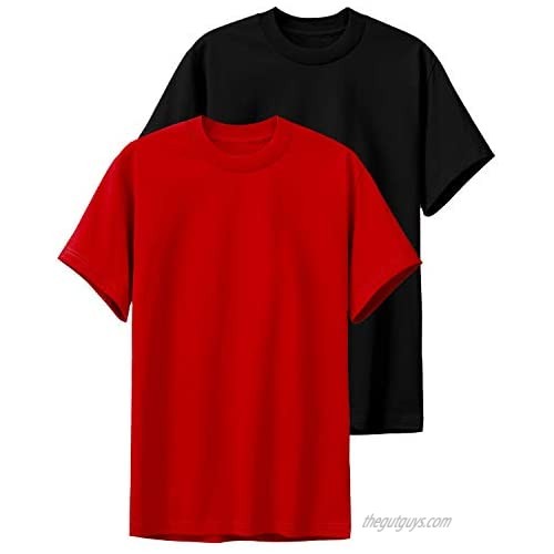 Men's 2-Pack Classic-Fit Short-Sleeve Crewneck T-Shirt Black Red 3XL